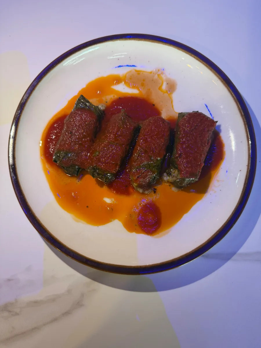 Stuffed Grape Leaves with Sauce