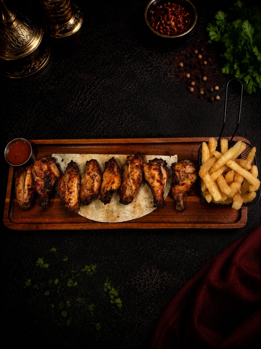 Chicken Wings Kebab With Fries